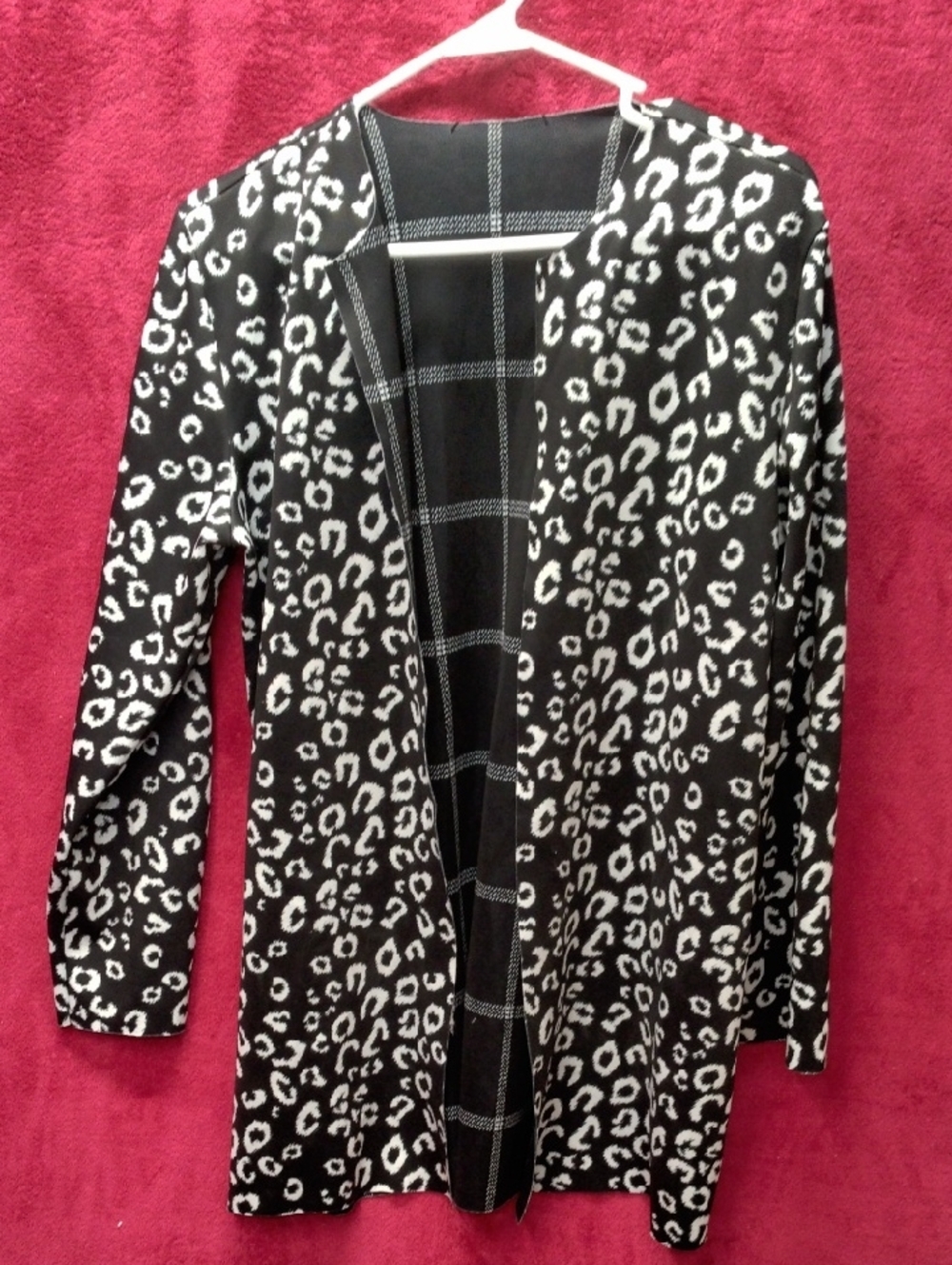 Melissa Paige Black & White Leopard Open Cardigan
